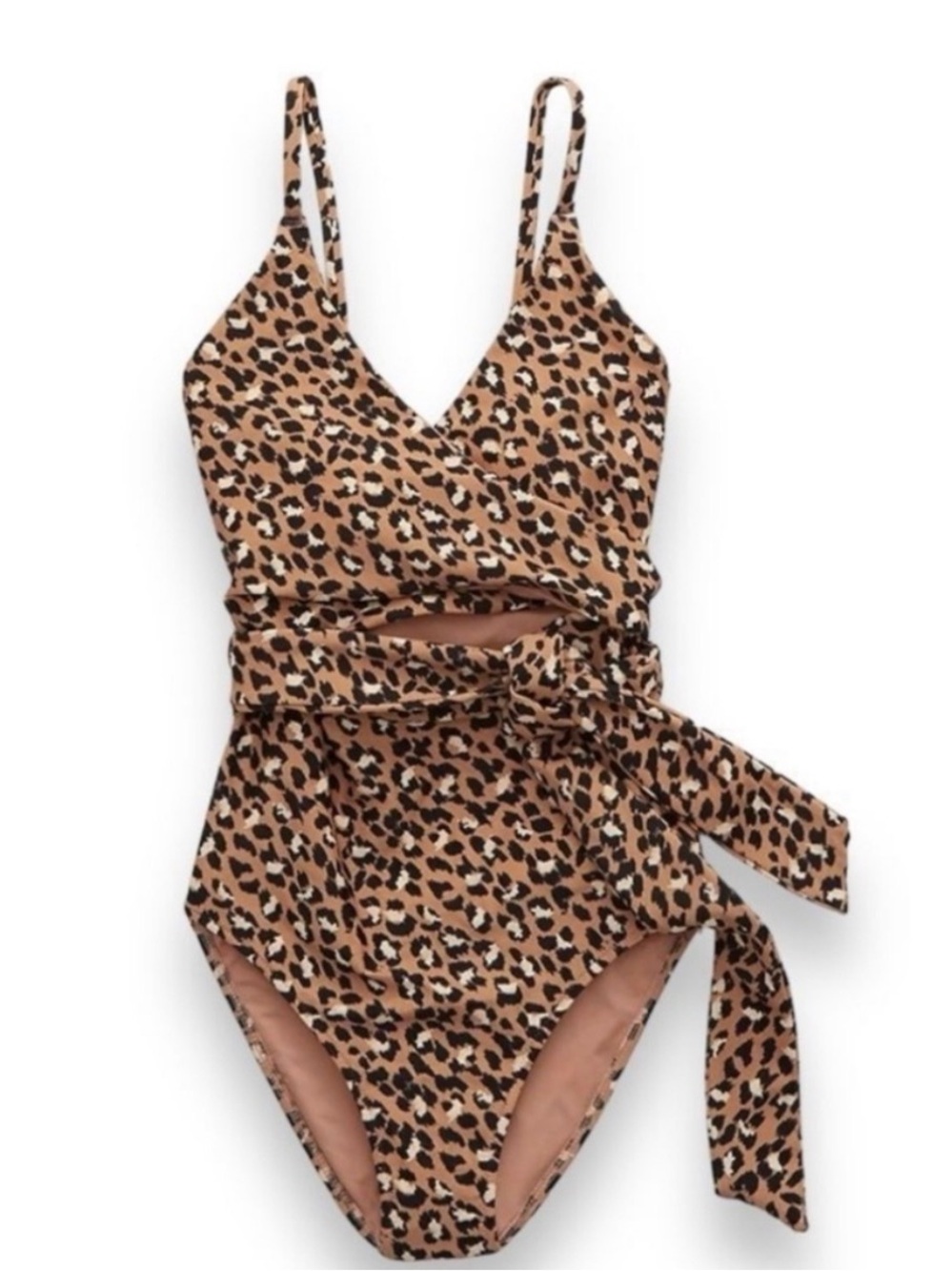 aerie Leopard Print One-Piece Swimsuit in Tan and Black